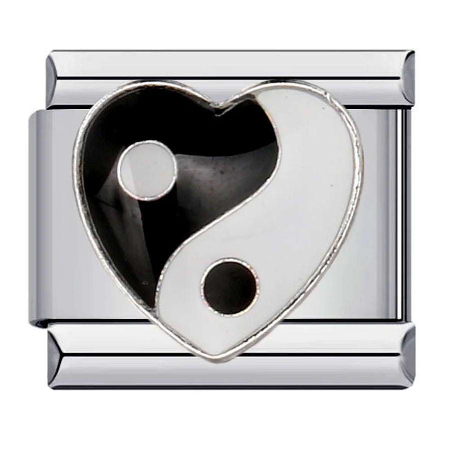 Mahjong Italian Charm Bracelet, Stainless Steel, Dragon and Yin-Yang Charms, Interchangeable