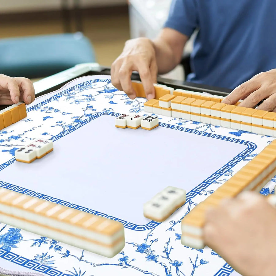 Mahjong Mat, 31.5 x 31.5 Inch (80 cm) Neoprene, Scalloped Edge, Non-Slip, Waterproof, Chinoiserie, view 4