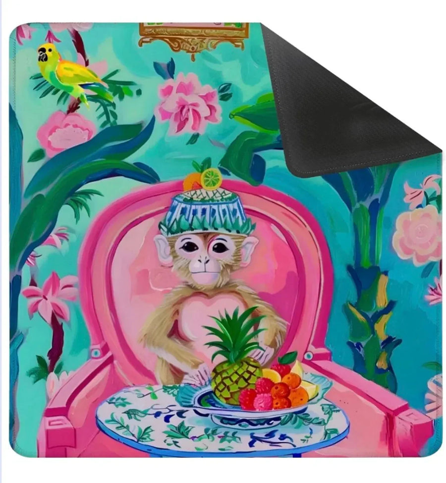 American Mahjong Mat with Carry Bag, Neoprene, Non-Slip, Noise Reducing, Black and Gold Crane and Peony