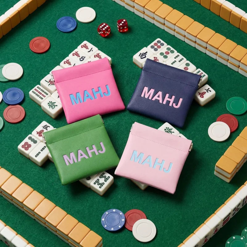 Mahjong Dice Storage Bag, Mini PU Leather Pouch for Dice and Coins, Travel Organizer, view 6