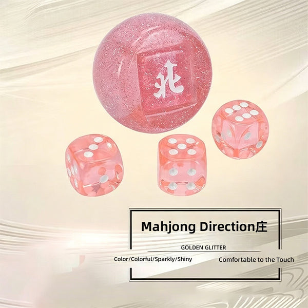 Mahjong Wind Dice, 4 Piece Polyhedral Resin Dice Set, Golden Color