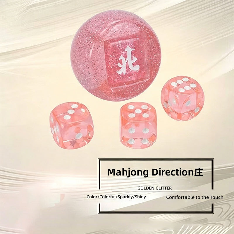 Mahjong Wind Dice, 4 Piece Polyhedral Resin Dice Set, Golden Color