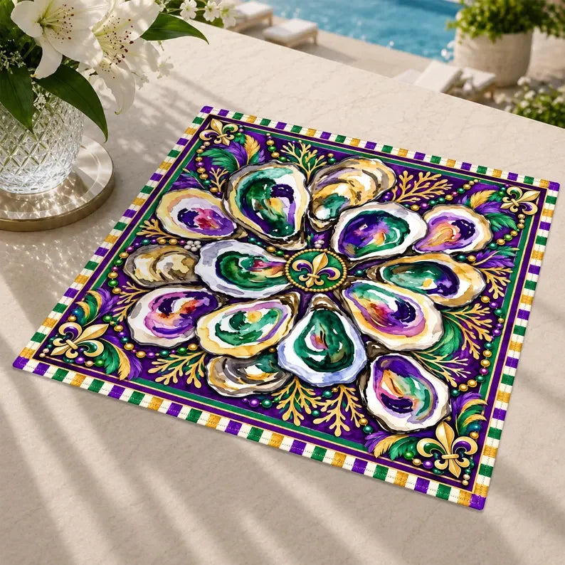 American Mahjong Mat with Charleston Zones and Carry Bag, Neoprene, Non-Slip, Crane, Bamboo and Cherry Blossom