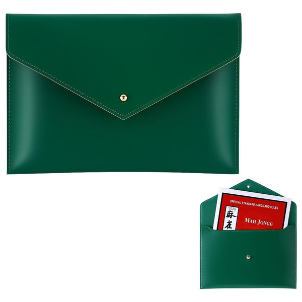 Mahjong Card Folio Sleeve, PU Leather Envelope Holder for Cards and Scorecards