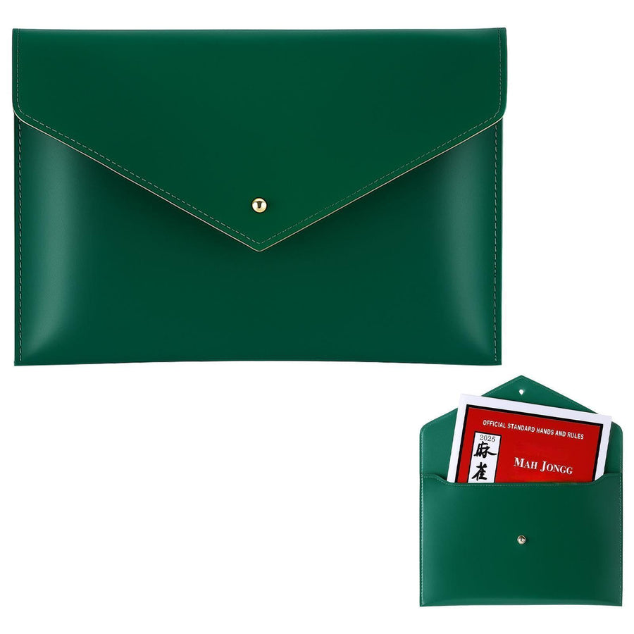 Mahjong Card Folio Sleeve, PU Leather Envelope Holder for Cards and Scorecards