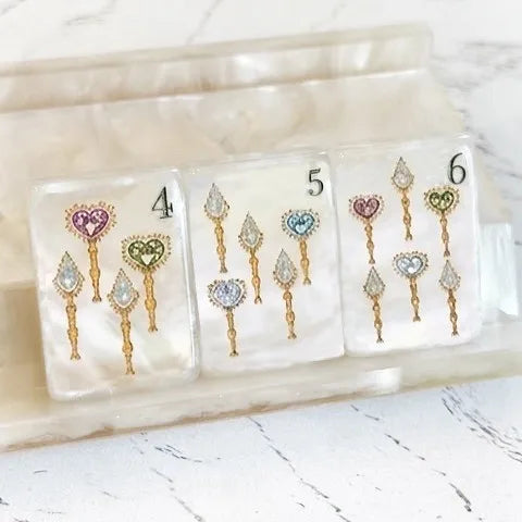American Mahjong Set, Pearlescent White Shell Acrylic Tiles, Modern Style, for 4 Players, view 3