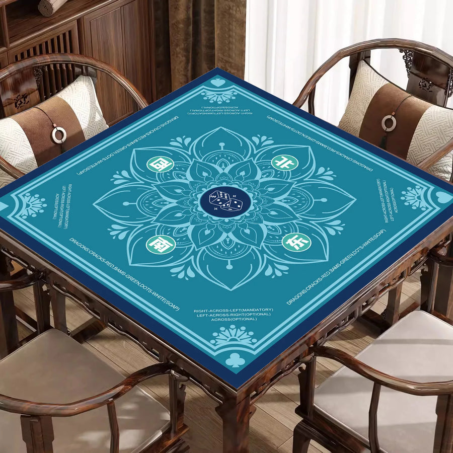 American Mahjong Mat, Thickened Rubber Tablecloth with Locked Edges, Easy Clean