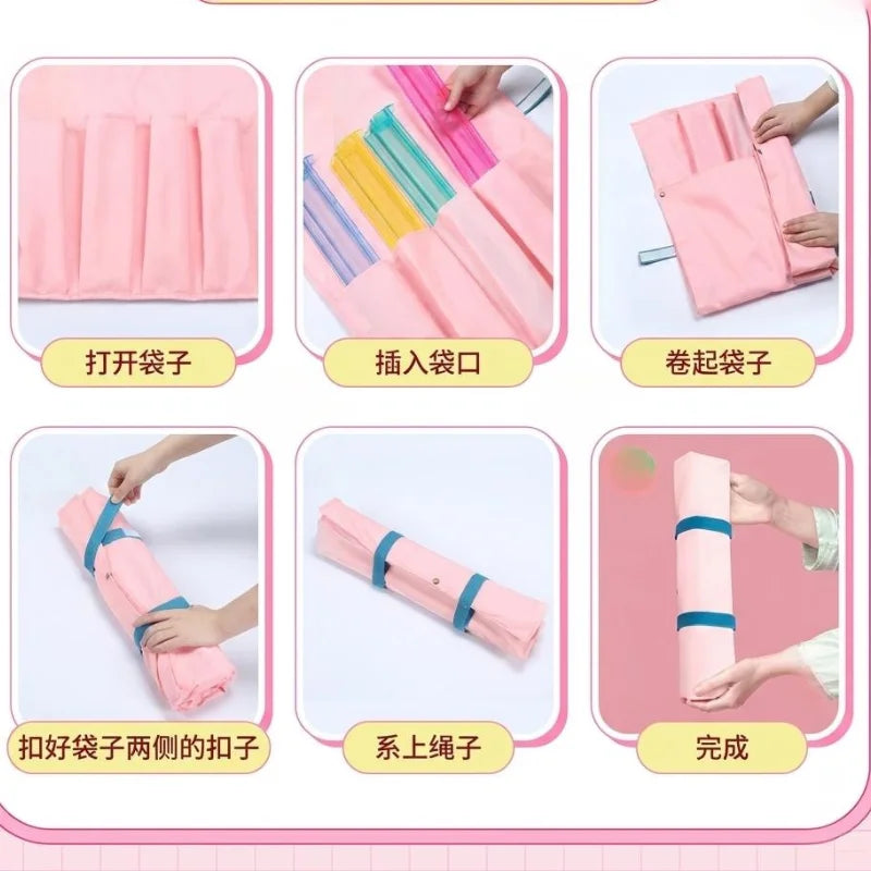 Mahjong Rack Bag, Roll-Up Cloth Protective Sleeve for Mahjong Racks and Pushers, view 5