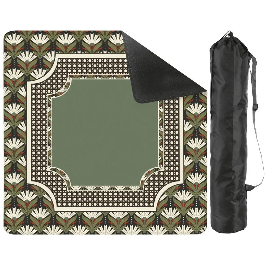 American Mahjong Mat with Storage Bag, Neoprene, Non-Slip, Noise Reducing, Peony and Peacock