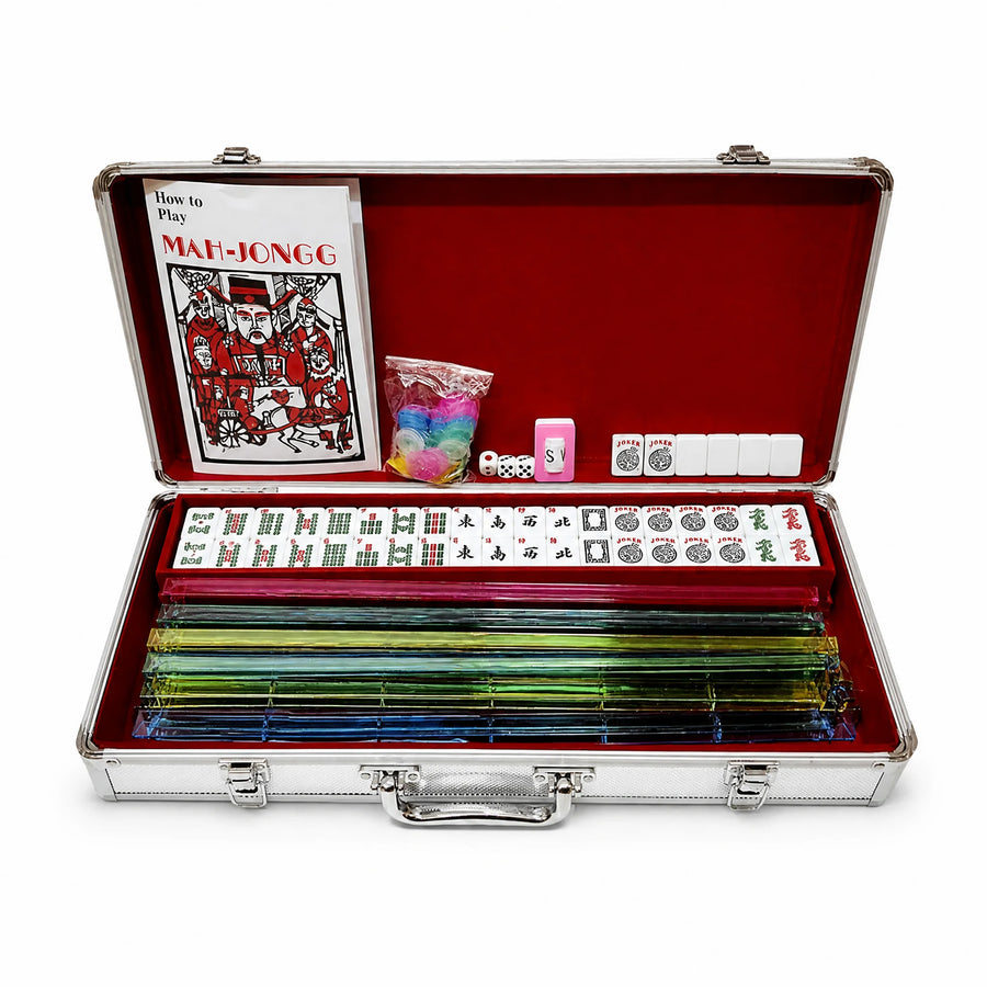 American Mahjong Set, 166 Acrylic Tiles with Aluminum Carry Case, Racks and Dice, view 2