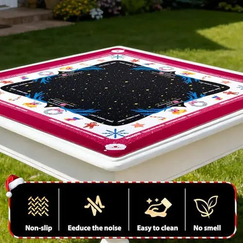 Mahjong Mat, 31.5 x 31.5 Inch Rubber, 3 mm Thick, Non-Slip, Water Resistant, Noise Reducing, view 3