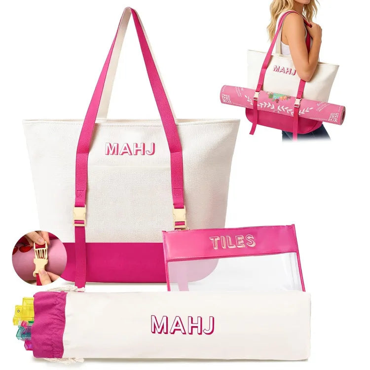 Mahjong Set, 166 Tiles, Canvas Tote Bag, Racks, Wind Indicator, Dice, Scoring Chips, Scorecard, view 9