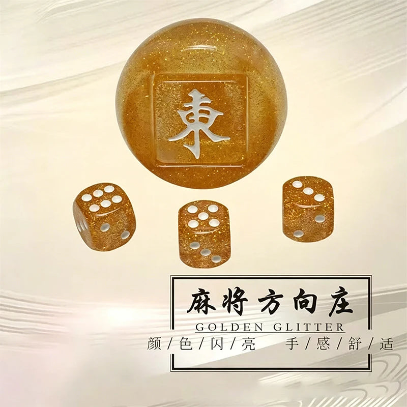 Mahjong Wind Dice, 4 Piece Polyhedral Resin Dice Set, Golden Color, view 8