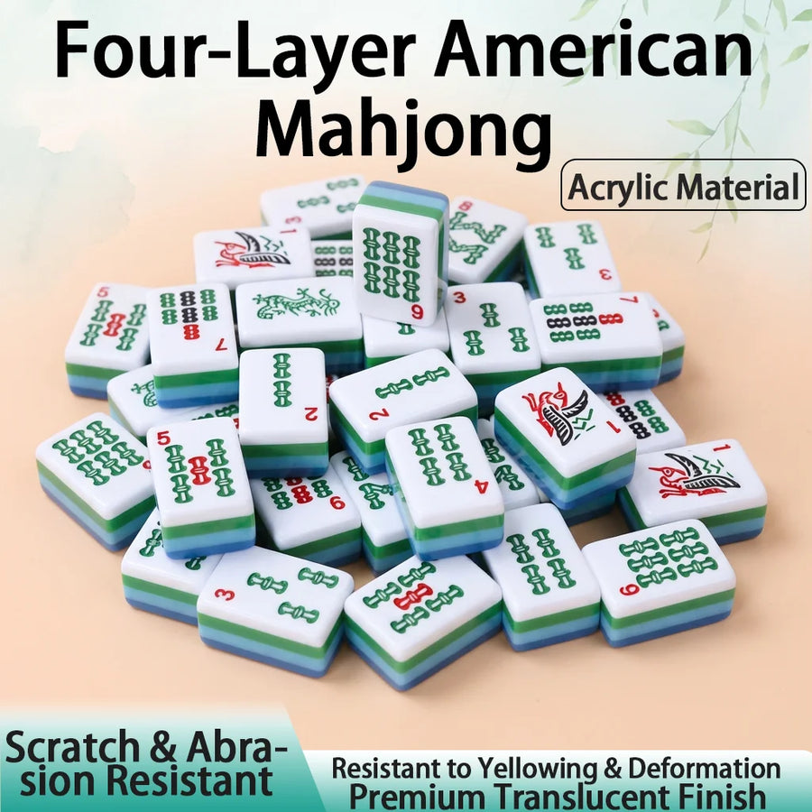 American Mahjong Tiles, 4 Layer Acrylic with Engraved Design, Light Blue, view 6