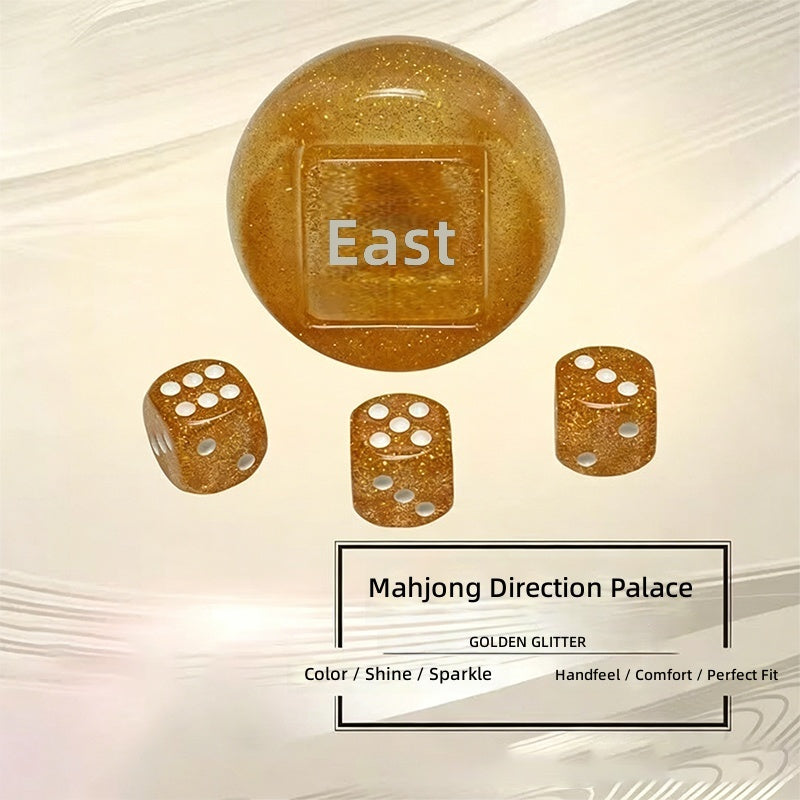 Mahjong Wind Dice, 4 Piece Polyhedral Resin Dice Set, Golden Color, view 3