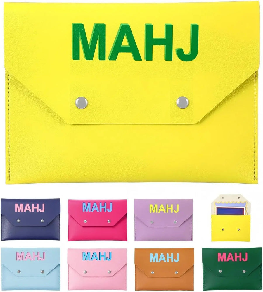 Mahjong Card Holder, PU Leather Rule Card Case with Magnetic Closure, Portable Protective Pouch, view 4