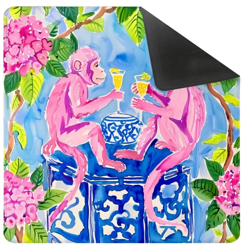 American Mahjong Mat with Storage Bag, Neoprene, Non-Slip, Noise Reducing, Koi Fish and Lotus