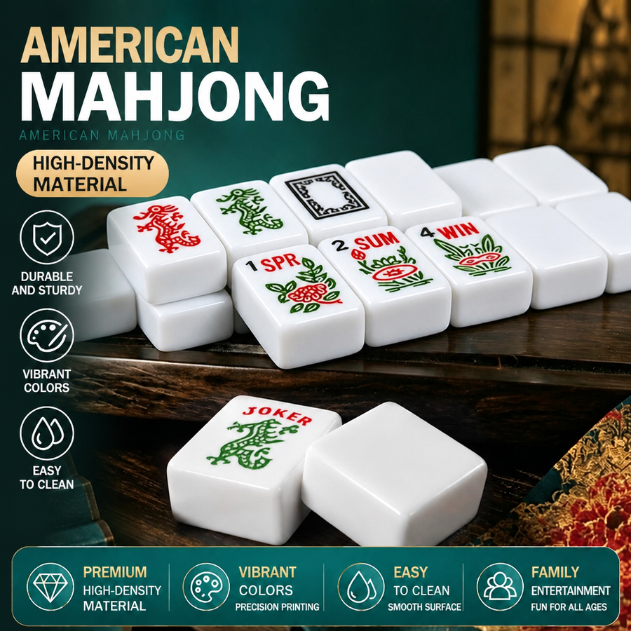 American Mahjong Set, 160 Engraved Hand Polished Melamine Tiles, Solid White, view 2