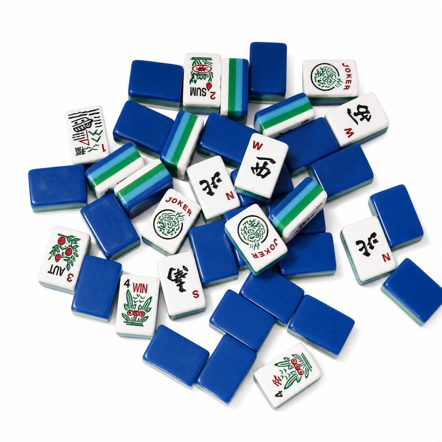 American Mahjong Tile Set, 4 Layer American Standard Tiles, Blue