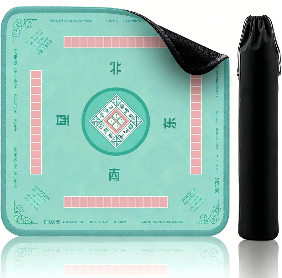 American Mahjong Table Mat with Carrying Bag, Rubber, Non-Slip, Quiet, Non-Staining