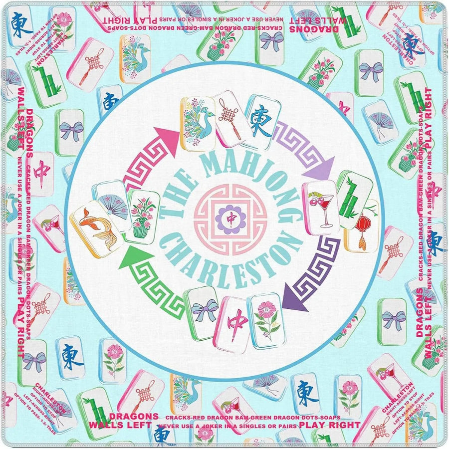 American Mahjong Mat, Christmas Holiday Print, Non-Slip Rubber with Stitched Edges, view 5