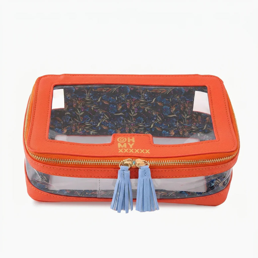 Mahjong Storage Bag, Clear PVC with Zipper and Fringed Handle, Portable Travel Bag, Multicolor, view 7