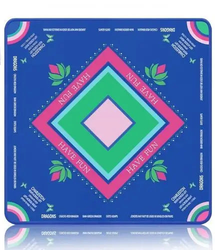 Mahjong Table Mat, Rubber Tablecloth for Mahjong Tiles, Emerald Green Pattern