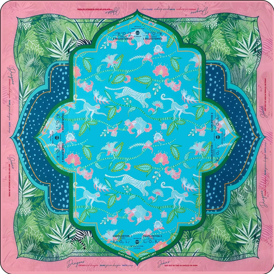 American Mahjong Mat, Rubber, Noise Reducing, Abstract Coral Sea Floral Pattern, view 12
