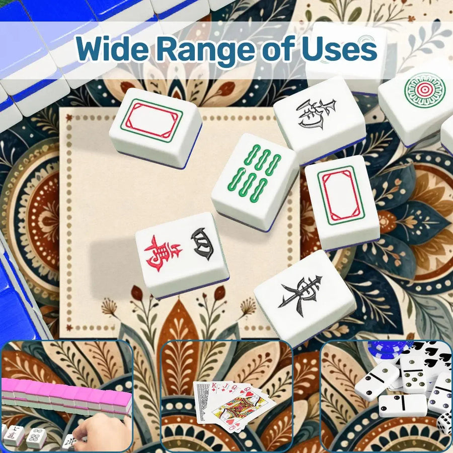 American Mahjong Mat with Storage Bag, Neoprene, Non-Slip, Noise Reducing, Boho Mandala Floral, view 3