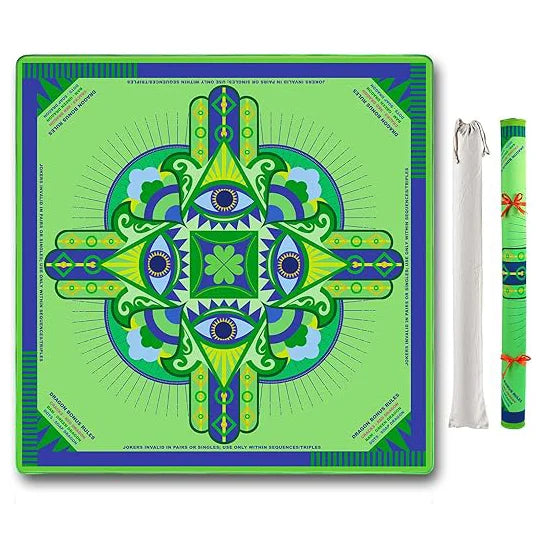 American Mahjong Mat with Rules, 33 x 33 Inch Neoprene, Non-Slip, Noise Reducing, No Creases