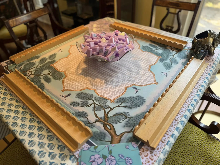 Mahjong Table Mat, Rubber, Non-Slip, Noise Reducing, Neo-Chinese Crane Scenery Design, view 3