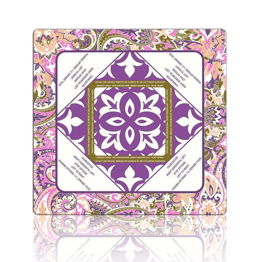 American Mahjong Mat with Carry Bag, Foldable Rubber, Locked Edge, Vintage Floral Pattern, view 10
