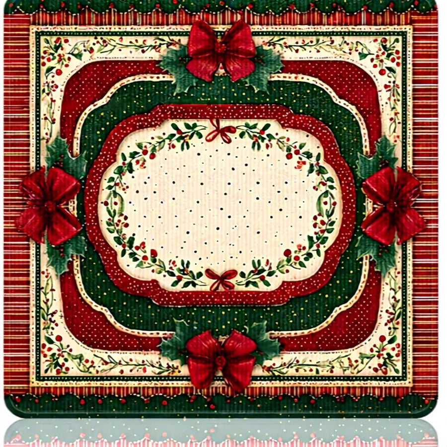 American Mahjong Mat, Christmas Holiday Print, Non-Slip Rubber with Stitched Edges, view 3