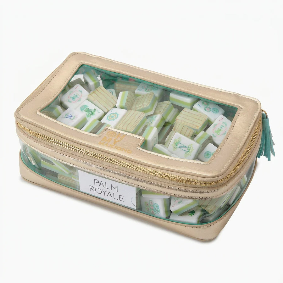 Mahjong Storage Bag, Clear PVC with Zipper and Fringed Handle, Portable Travel Bag, Multicolor, view 10