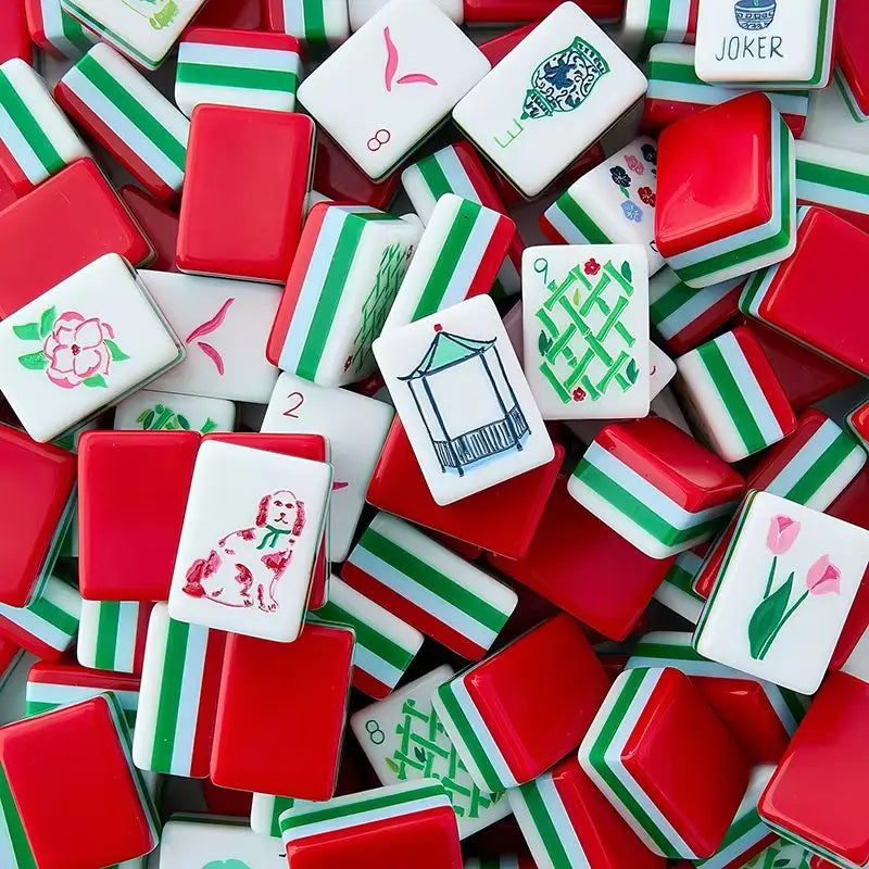 American Mahjong Set, 160 Engraved Acrylic Tiles, Hand Rubbed, Portable, view 10