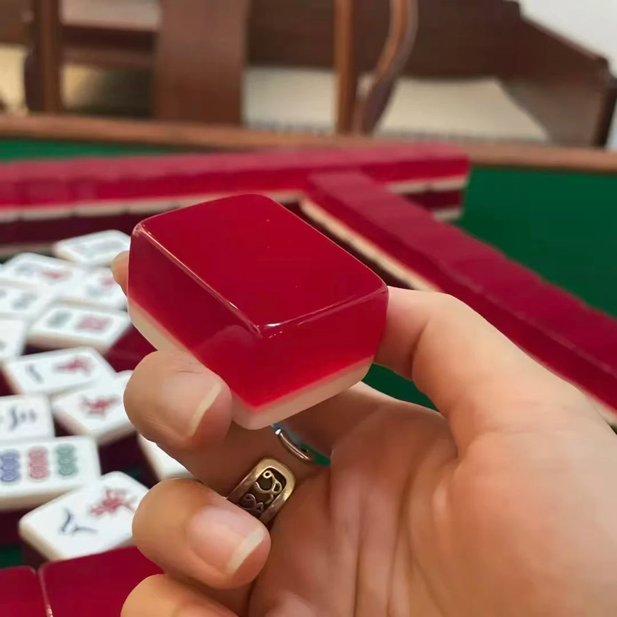 American Mahjong Set, Jelly Pink and Red Acrylic Tiles, Classic Style, view 4