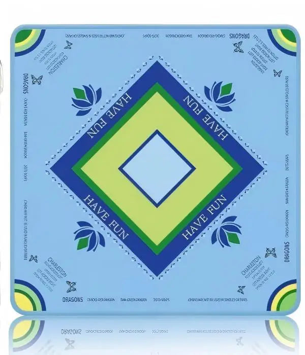 Mahjong Table Mat, Rubber Tablecloth for Mahjong Tiles, Emerald Green Pattern, view 3