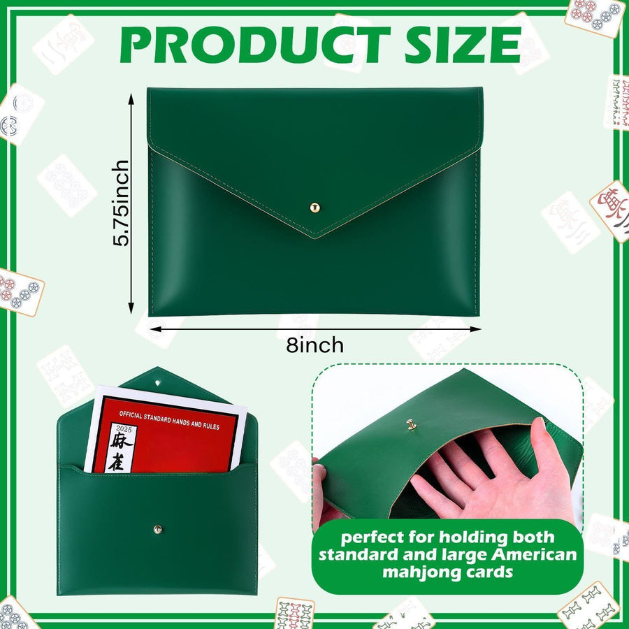 Mahjong Card Folio Sleeve, PU Leather Envelope Holder for Cards and Scorecards, view 4