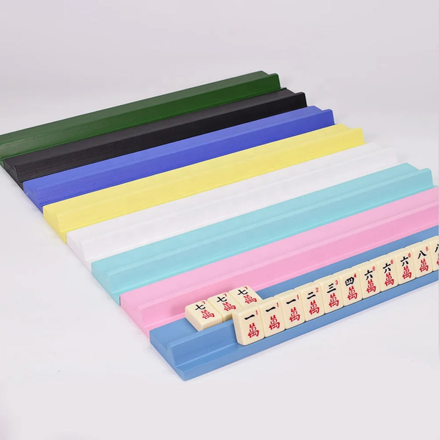 American Mahjong Racks and Pushers, Set of 4, Modern Wood, Colorful Design
