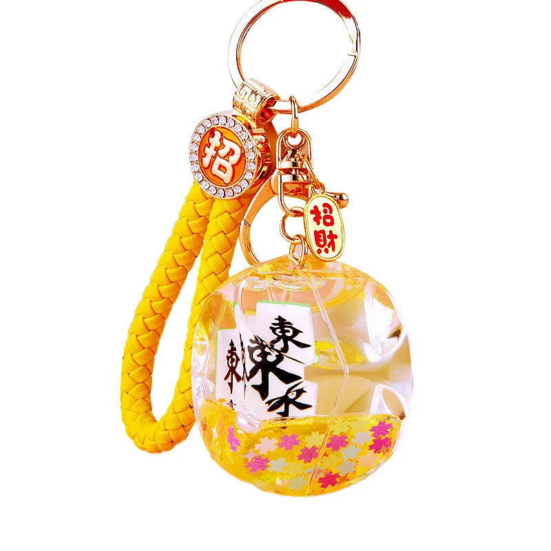 Mahjong Keychain, Acrylic Liquid Glitter Bag Charm, 10.5 x 4.5 x 4.5 cm, 5 Styles, view 5
