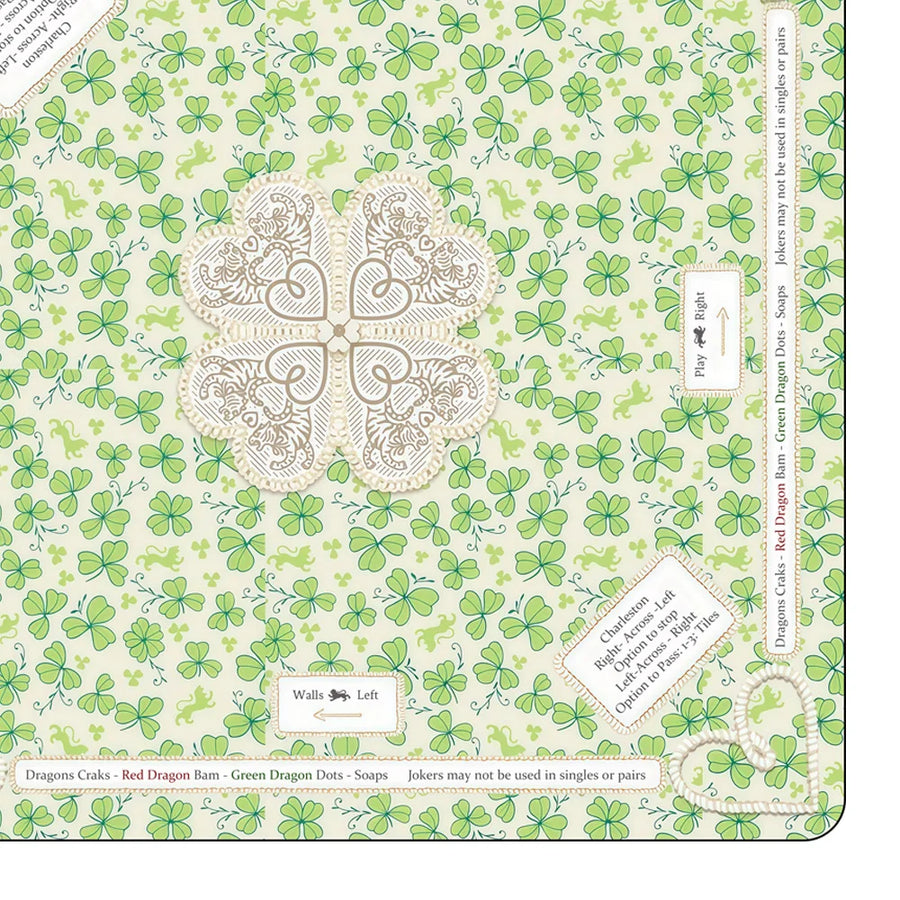 American Mahjong Mat with Rules, 31.5 Inch, Non-Slip, Noise Reducing, Clover Design, view 2