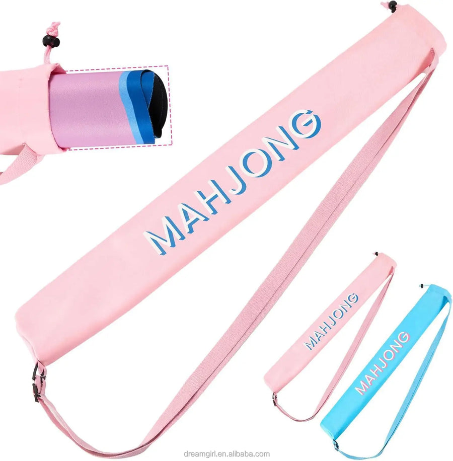 Mahjong Mat and Pusher Storage Bag, 34 Inch Long Polyester Drawstring Bag with Strap, Printed, view 9