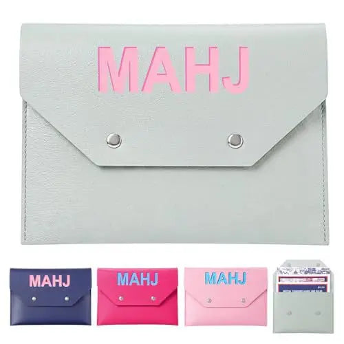 Mahjong Card Holder with Magnetic Closure, Portable Rule Card Storage Case and Protective Pouch