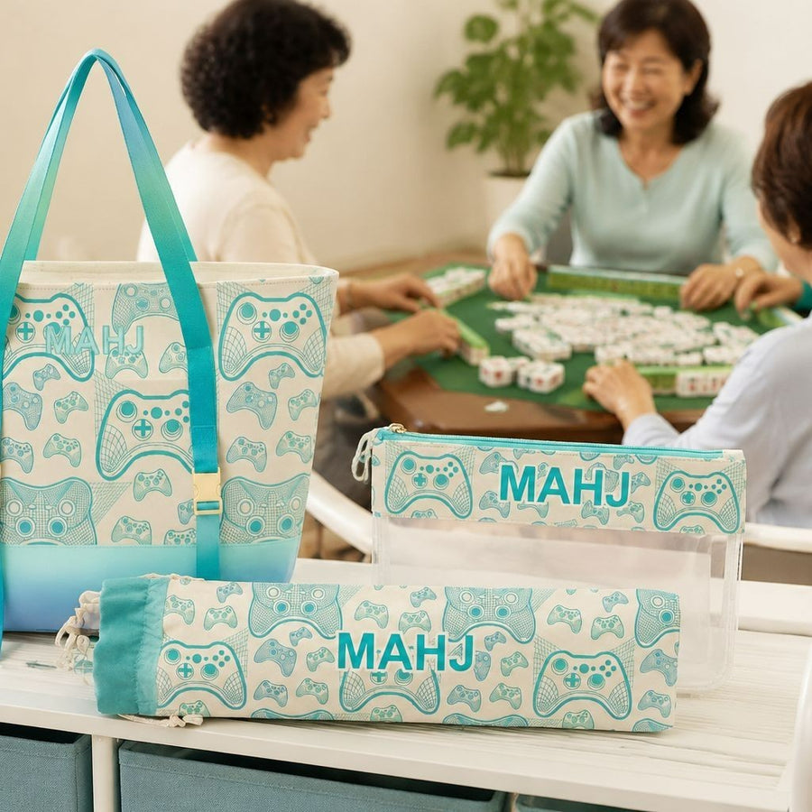 Mahjong Set, 166 Tiles, Canvas Tote Bag, Racks, Wind Indicator, Dice, Scoring Chips, Scorecard, view 2