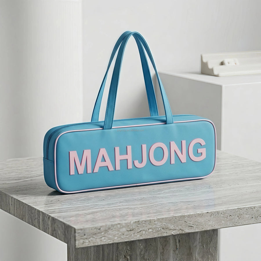 Mahjong Carrying Case with 4 Rack Slots and Mat Holder, Large Capacity Bag, view 9