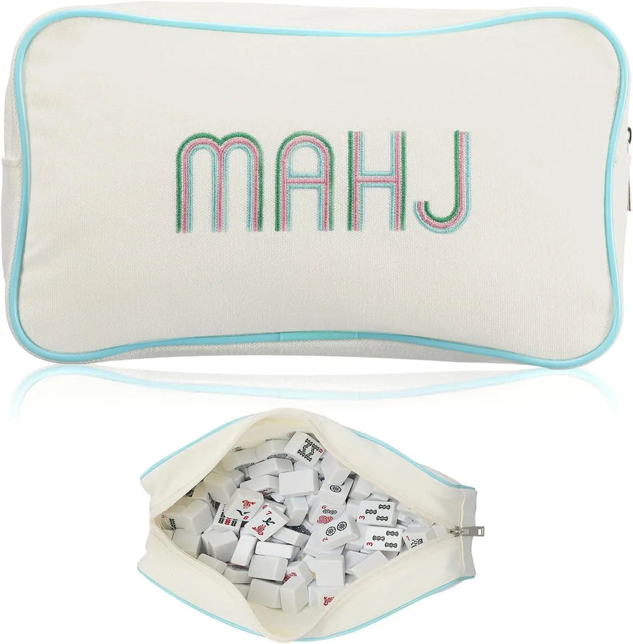 Mahjong Tile Storage Bag, Foldable Canvas, Large Capacity Carrying Case, Multicolor, view 10