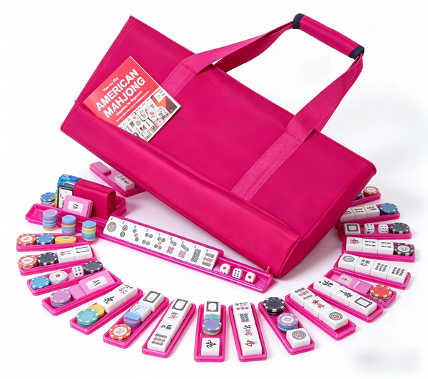Mahjong Set, 166 Melamine Tiles, Canvas Tote Bag, Wind Indicator, for 4 Players