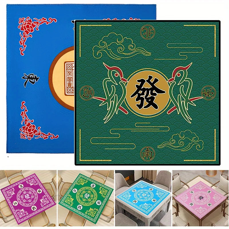 Mahjong Mat with Storage Bag, Non-Slip, Noise Reducing Table Cover for Party Games, view 5