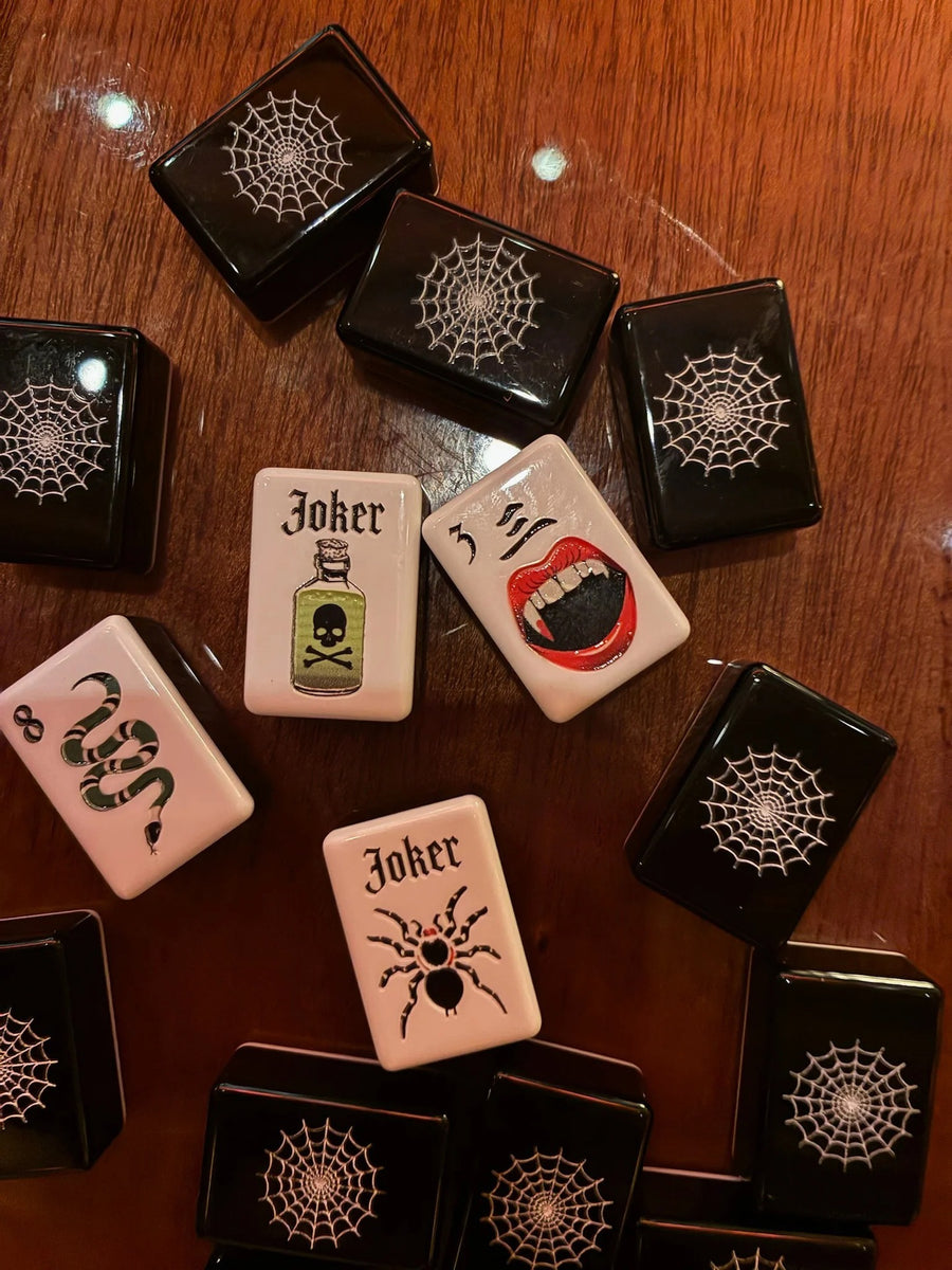 American Mahjong Set, Halloween Theme, Red Crystal Acrylic Tiles, view 3