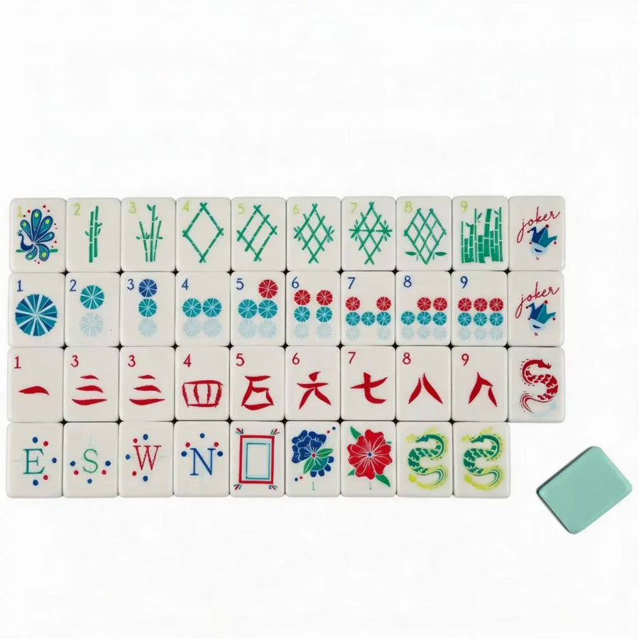 American Mahjong Tiles, 160 Count, Mint Green Face with Navy Blue Layered Band, view 4